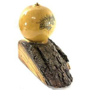 W.T. Ching Hilo Hawaiian Koa Wood Sculpture w/ Fish Art Gourd Sphere Signed